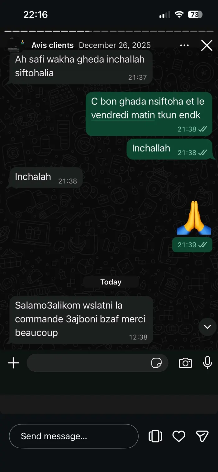 Capture d’un message de client après la livraison